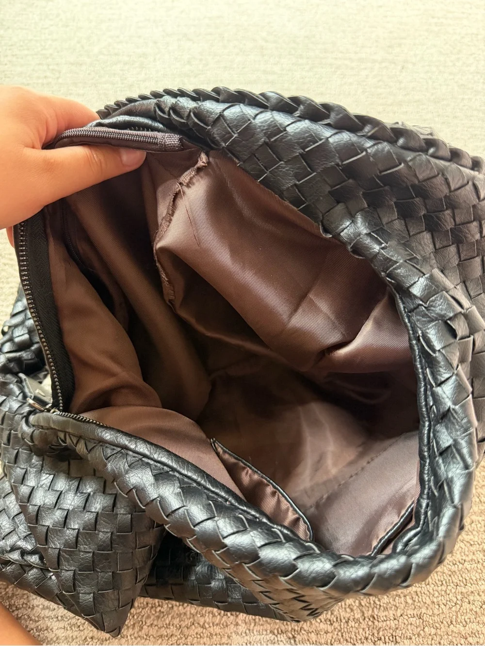 Woven Leather Hobo Bag